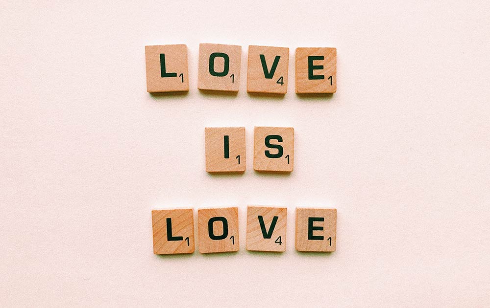 letter tiles that say love is love